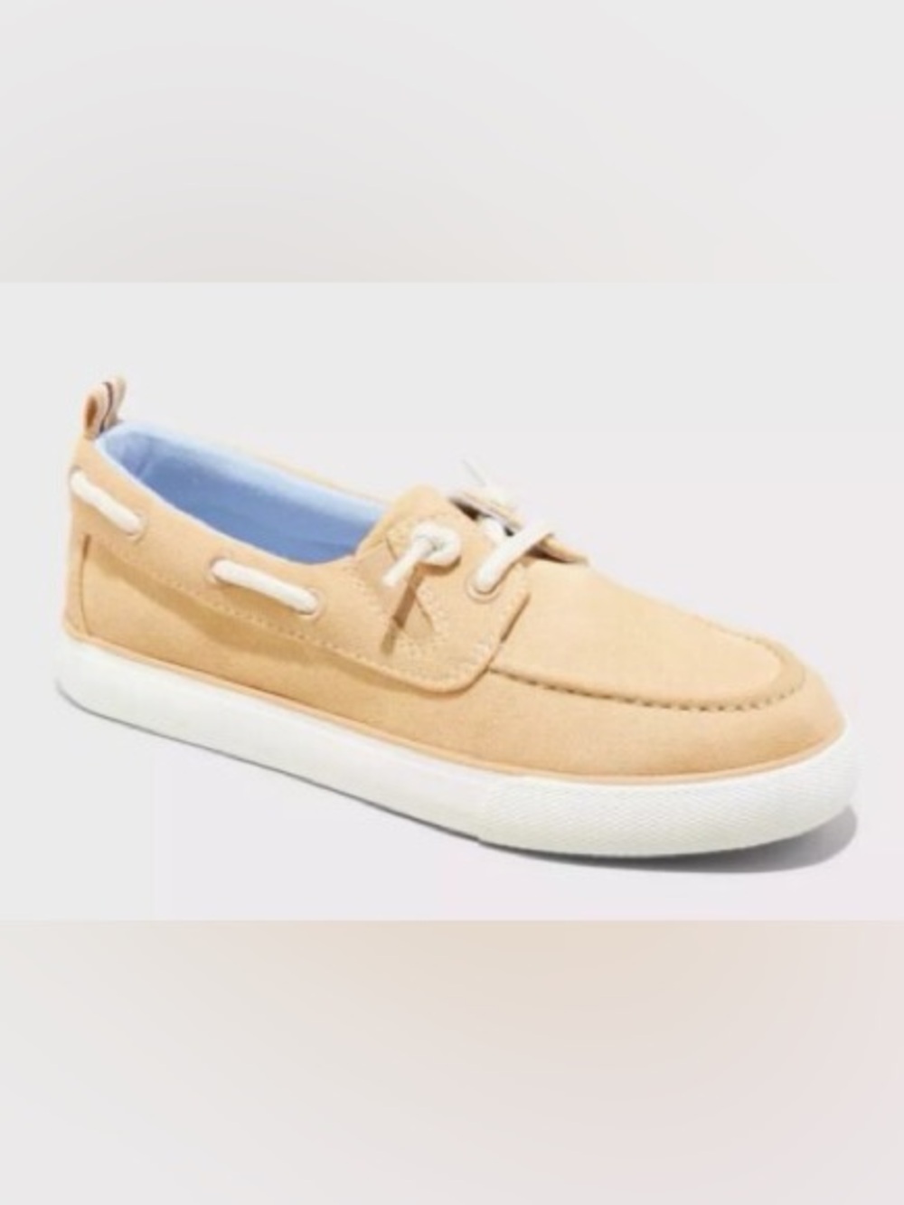 Cat & Jack Tan Moccasin-Style Kids Boat Shoe with White Laces